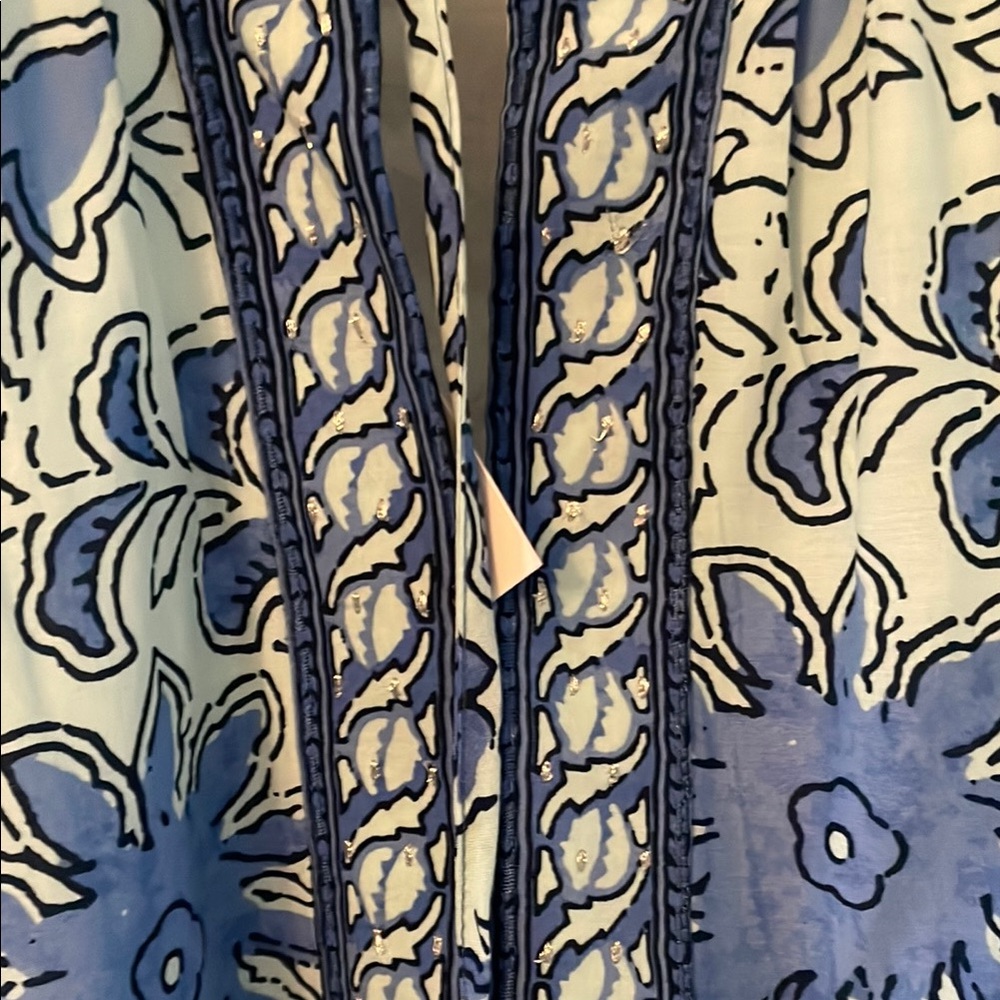 Tribal Blue and White  Maxi Sundress Large new with tags - Picture 7 of 11
